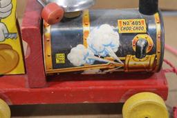 Early Wooden Mickey Mouse Train Pull Toy No. 485 Choo-Choo