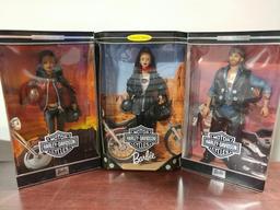 Lot of 3 Harley Davidson Barbies By Mattel Including 2 Barbie's and 1 Ken