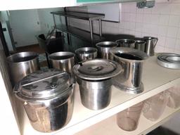 Lot of Soup Style Steam Table Inserts and Champagne Ice Buckets Plus Some Cake Pans