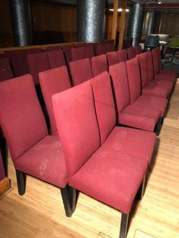 Lot of 32 Chairs, High Back, Maroon Fabric, Black Legs