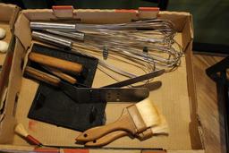 Lot of 2 Grill Presses, 3 Wire Whisks, 2 Spatulas and 2 Sauce Brushes