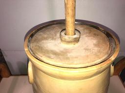 Blue Bird Stoneware Crock Butter Churn w/ Lid and Plunger