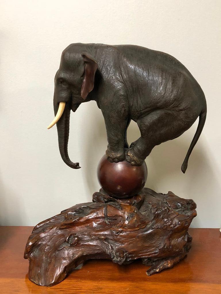 Bronze Elephant Sculpture from the 1904 World's Fair St. Louis Donated by P.T. Barnum (Circus)