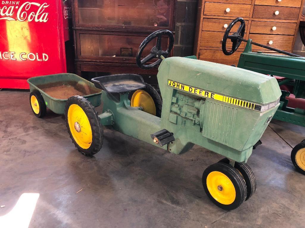 John Deere Model 520 w/ 4450 Style Decals Original Pedal Tractor w/ Matching Trailer