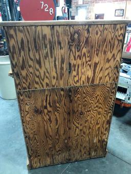 Oak Dental Cabinet w/ Top Compartment, Replacement Knobs, Has Been Repairs, Newer Back Wood, 57" t