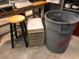 Trash Can, Stool & Old Whirlpool Dehumidifier