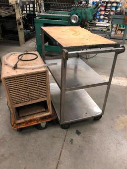 Utility Cart, Open-Sided Dock Cart, Work Table, Heater and Shop Supplies/Cleaners