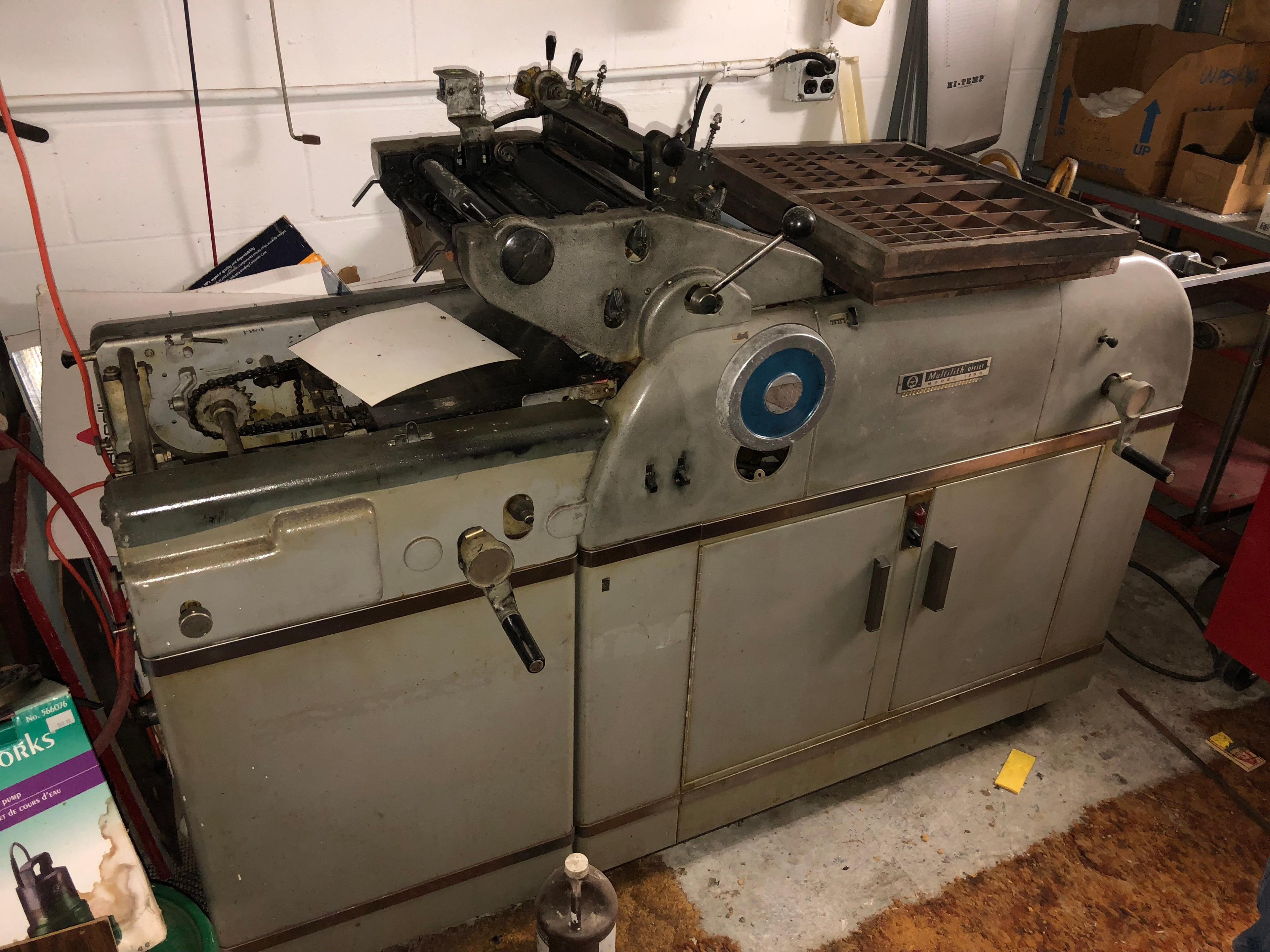 AM Multilith Offset Model 1250 Offset Printing Press - Buyer Responsible for Removal