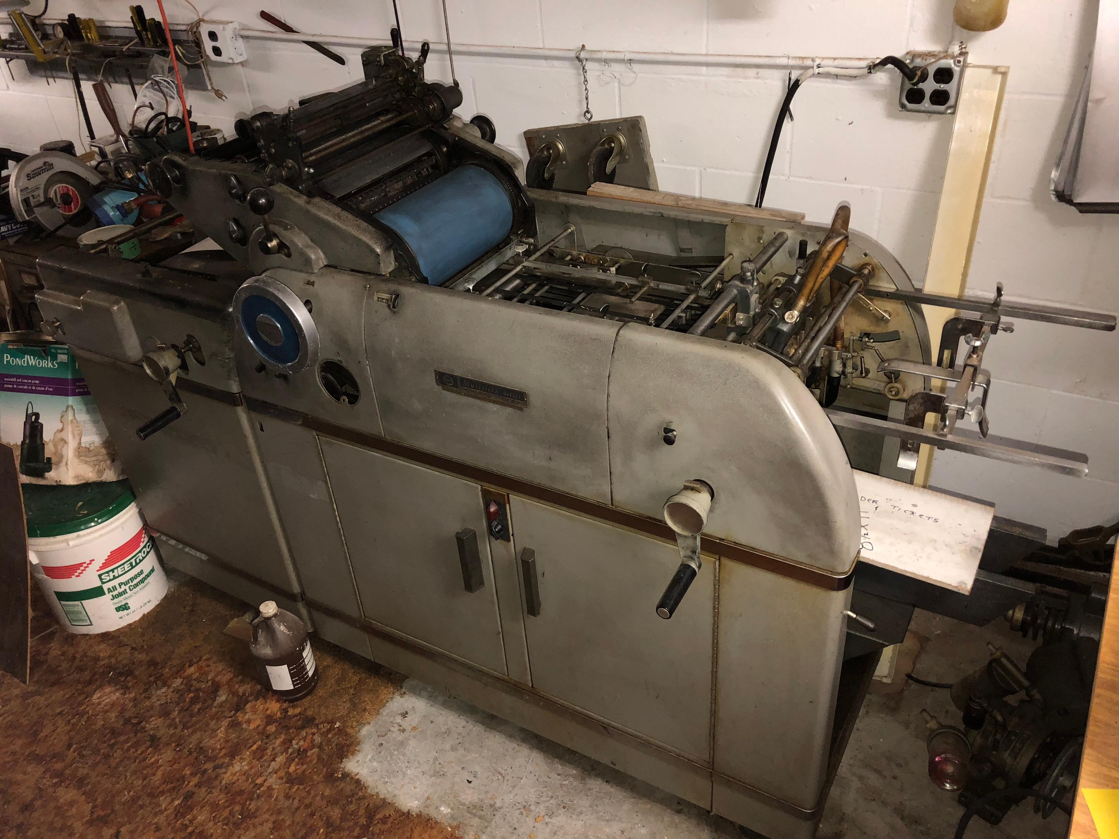 AM Multilith Offset Model 1250 Offset Printing Press - Buyer Responsible for Removal