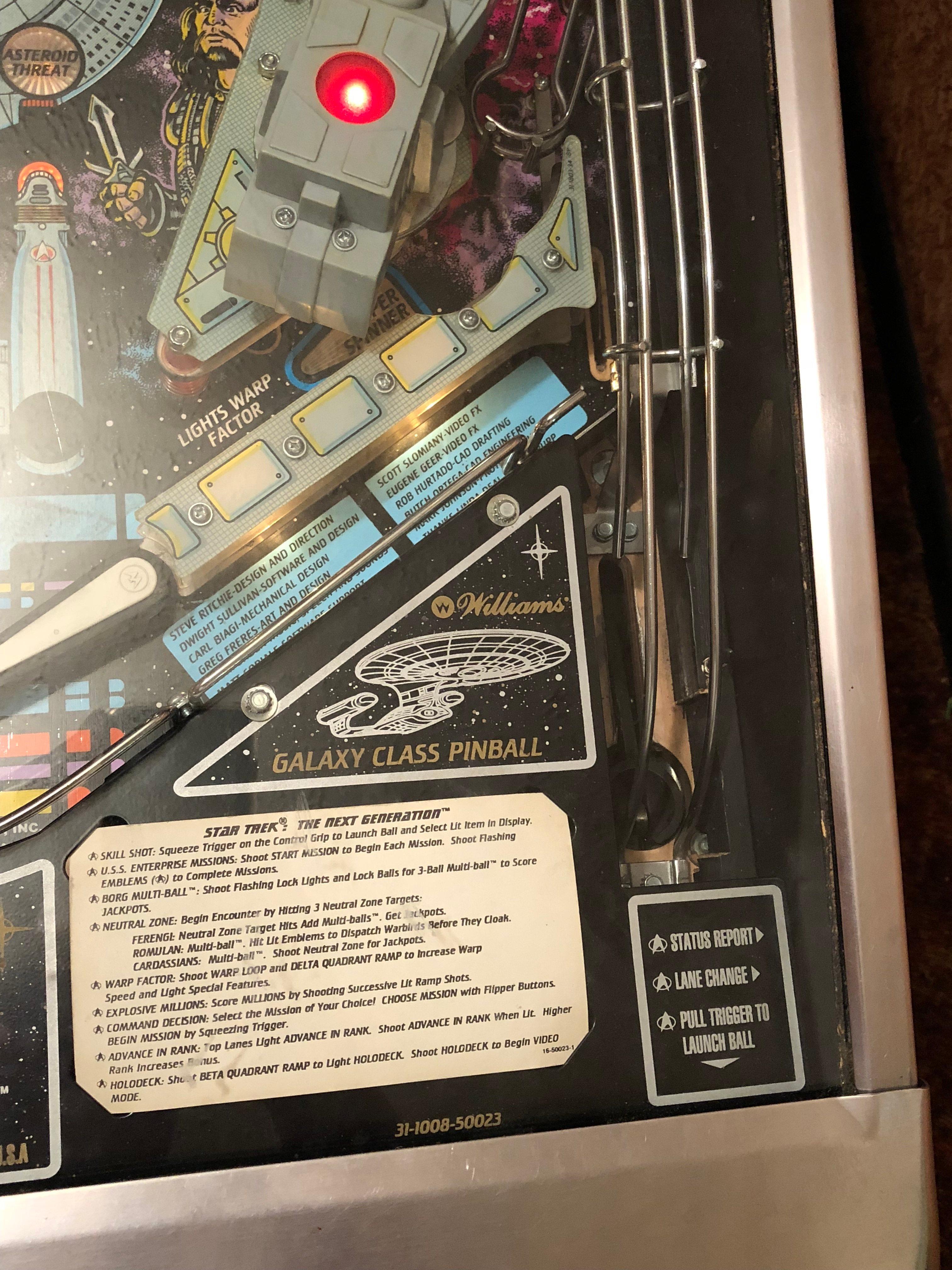 1993 Williams Star Trek Next Generation Pinball Machine, Works Great, See Video