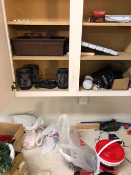 Contents of 6 Cabinets & Top of Workbench, Dog Leash, Hardware, Seat, Misc.