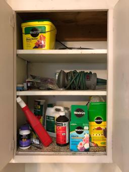 Contents of Five Shelves/Cabinets, Garden Supplies, Oil Filters