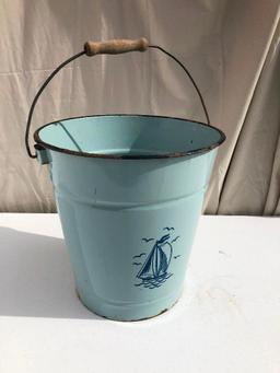 Porcelain Enamel Dutch Scene Bucket