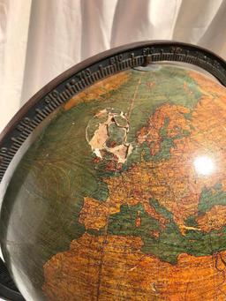 Huge World Globe on Ornate Iron Base, Approx. 31" Tall