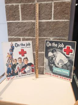 Vintage Red Cross Recruiting Posters, 19", Lot of 2, by Gould, 57-FC-11, 56-FC-44