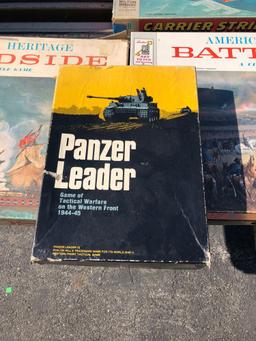 Lot of 4 Vintage Military Board Games, Carrier Strike, Panzer Leader, Broadside, Battle-Cry