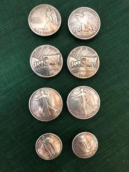 8 U.S. Silver Coin Cufflinks, 1935 Liberty Half Dollars, 1940 Liberty Quarters, Organ Trail .50