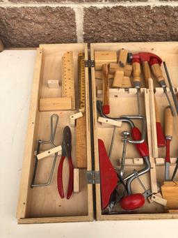 Vintage Childs Carpenter Toolbox & Tools