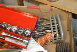 Box of Tools, Sockets, Drill Bits, Files, Punches, Stones