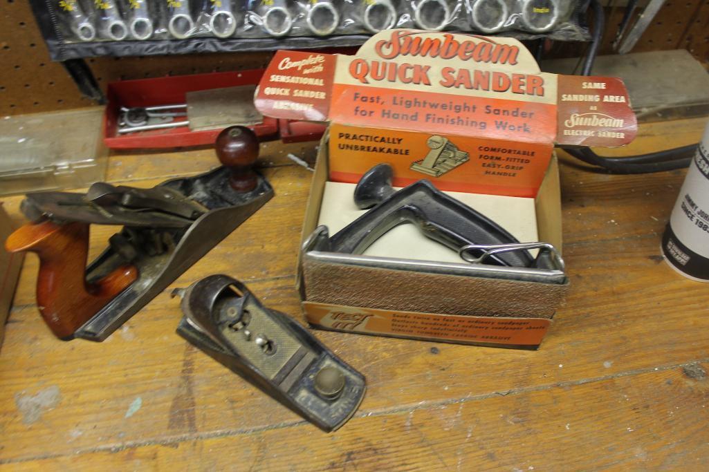 Lot of 3, 2 Hand Planes, 1 Vintage Quick Sander