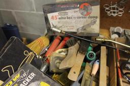 Group of Tools, Trouble Lights, Grease Guns, Staplers, Brushes, Brooms & More