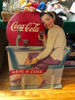 Coca-Cola Soda Fountain Cardboard Advertising Cut-Out, Have a Coke, See Photo For Detail 43in x 31in
