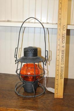 Adlake Union Pacific Railroad Lantern, Red Glass Globe