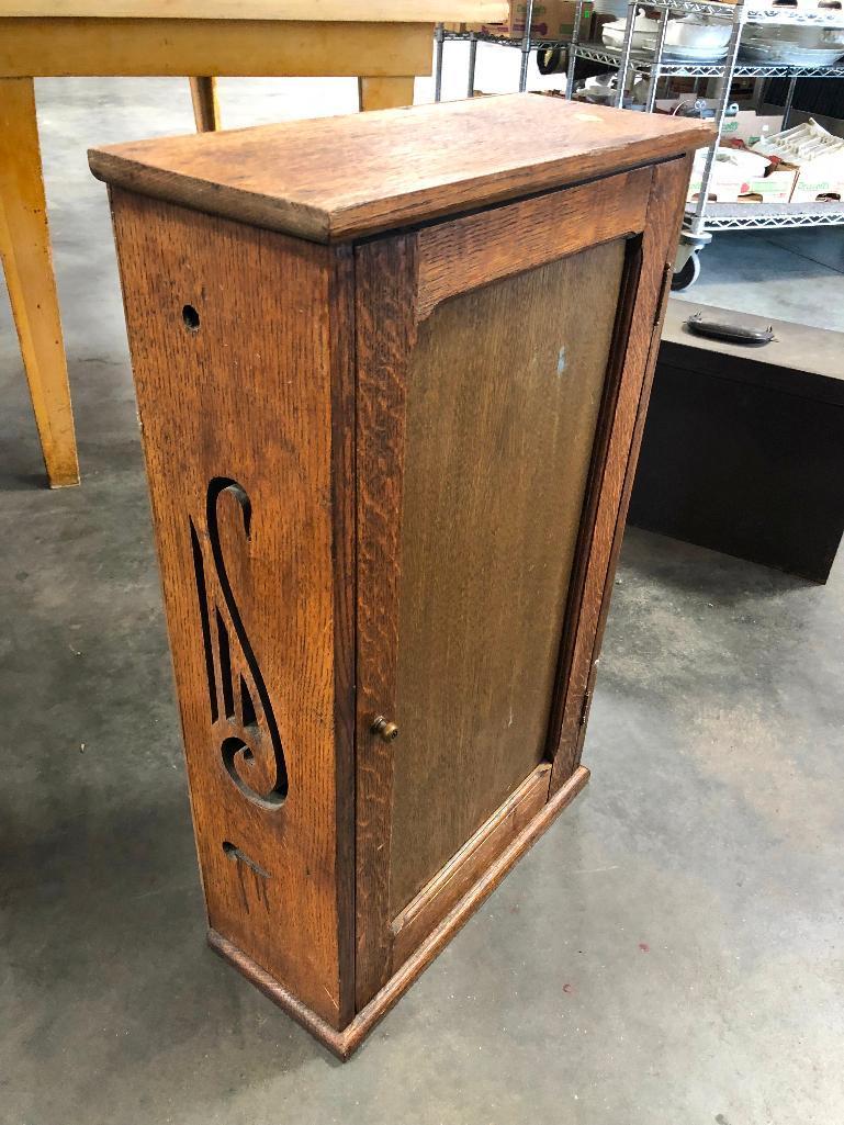 Antique Oak Cabinet 28.5" x 17.5" x 7.5"