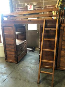 Barn Door "One-Man Loft" No. 551-075 Bed, Desk, Chest of Drawers, Shelf w/ Ladder "One-Woman Loft"