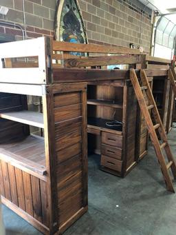 Barn Door "One-Man Loft" No. 551-075 Bed, Desk, Chest of Drawers, Shelf w/ Ladder "One-Woman Loft"