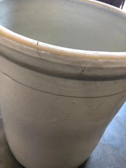 20 Gallon Blue Ribbon Stoneware Crock, Minor Hairline Cracks, See Images for Condition