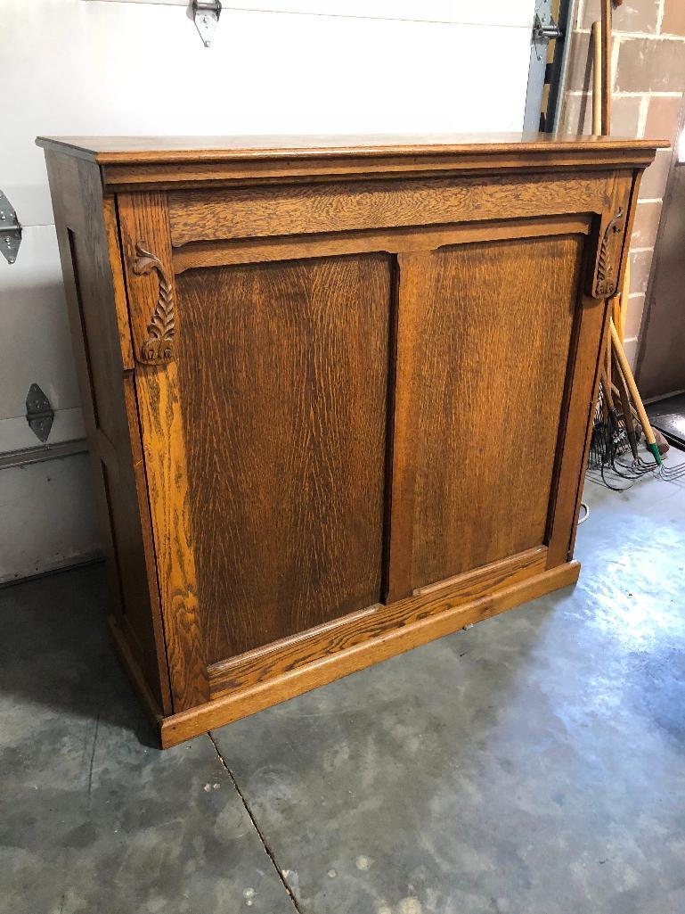 Antique Murphy Bed, Ornate Mirrored Top, Solid Wood Construction, 72" x 21" x 54.5" When Folded Away