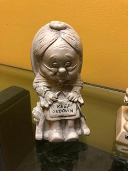 Four Vintage Figurines with Cute Sayings