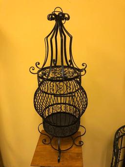 Wrought Iron Bird Cage, Approx. 3' tall X 14" diameter