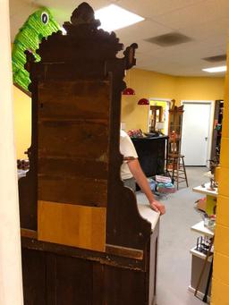 Solid Wood Victorian Dresser/Vanity/Entryway Piece with Fine Detail and Marble Tops, 7.5' tall X 44"