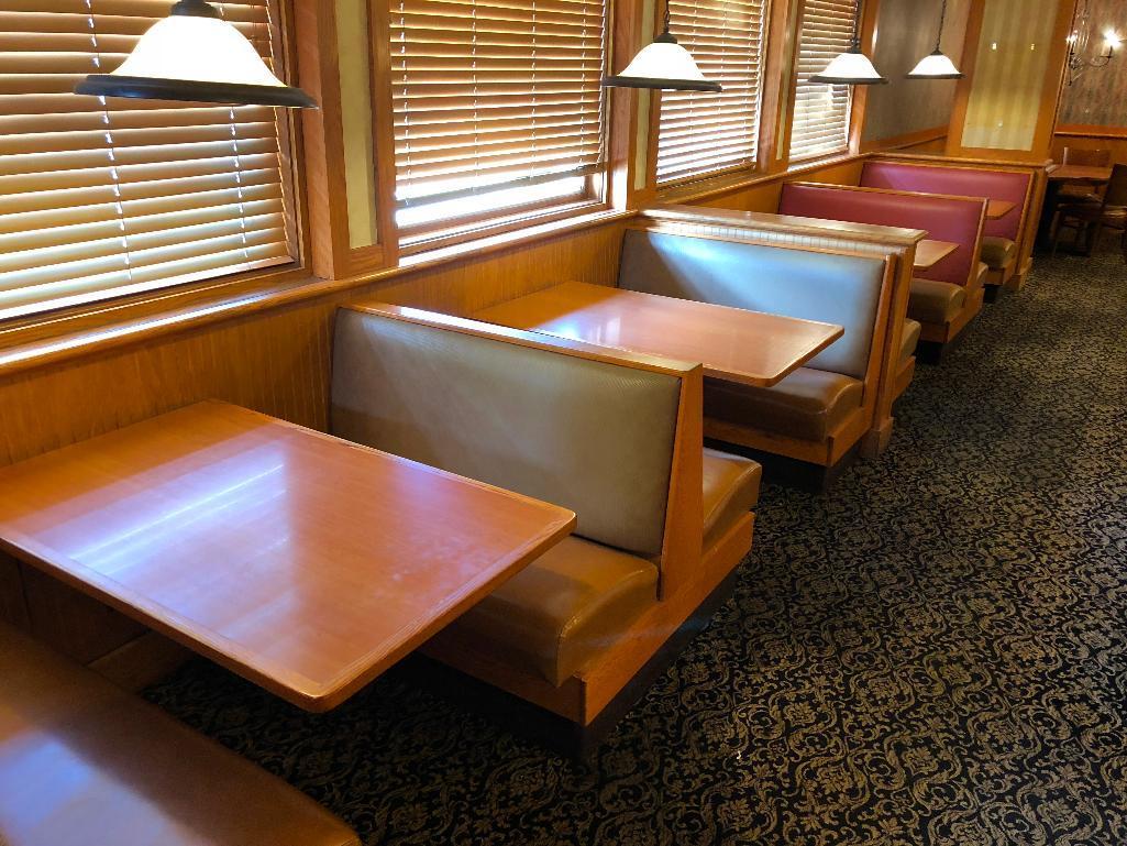 Bank of Booths - 2 Doubles, 4 Singles (36"Wx48"H), 4 Wallmount Booth Tables 29.5"x48"