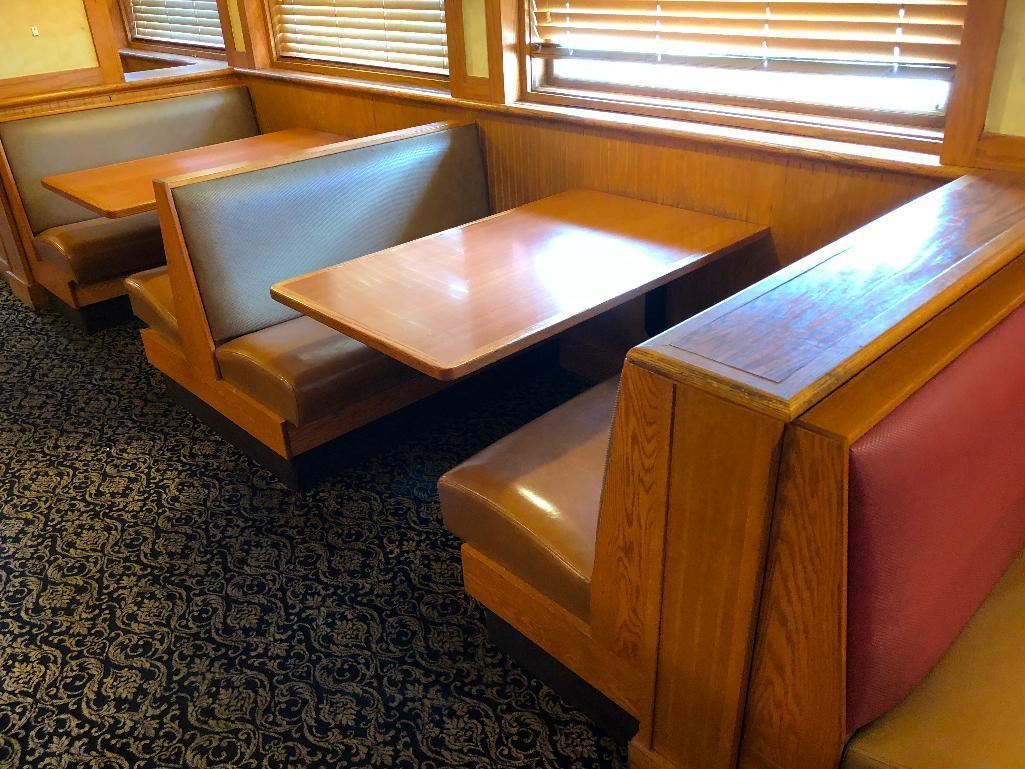 Bank of Booths - 2 Doubles, 4 Singles (36"Wx48"H), 4 Wallmount Booth Tables 29.5"x48"