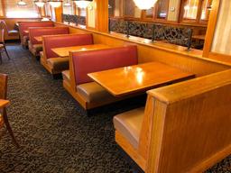 Bank of Booths - 3 Doubles, 2 Singles (36"Wx48"H), 4 Wallmount Booth Tables 29.5"x48"
