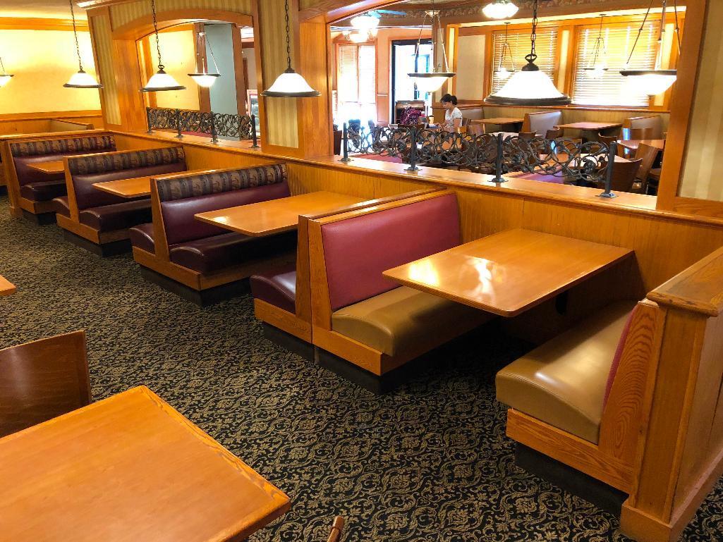 Bank of Booths - 2 Doubles, 4 Singles (36"Wx48"H), 4 Wallmount Booth Tables 29.5"x48"