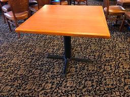 36" Square Table - Laminated Top, Iron Base, Wood Trim