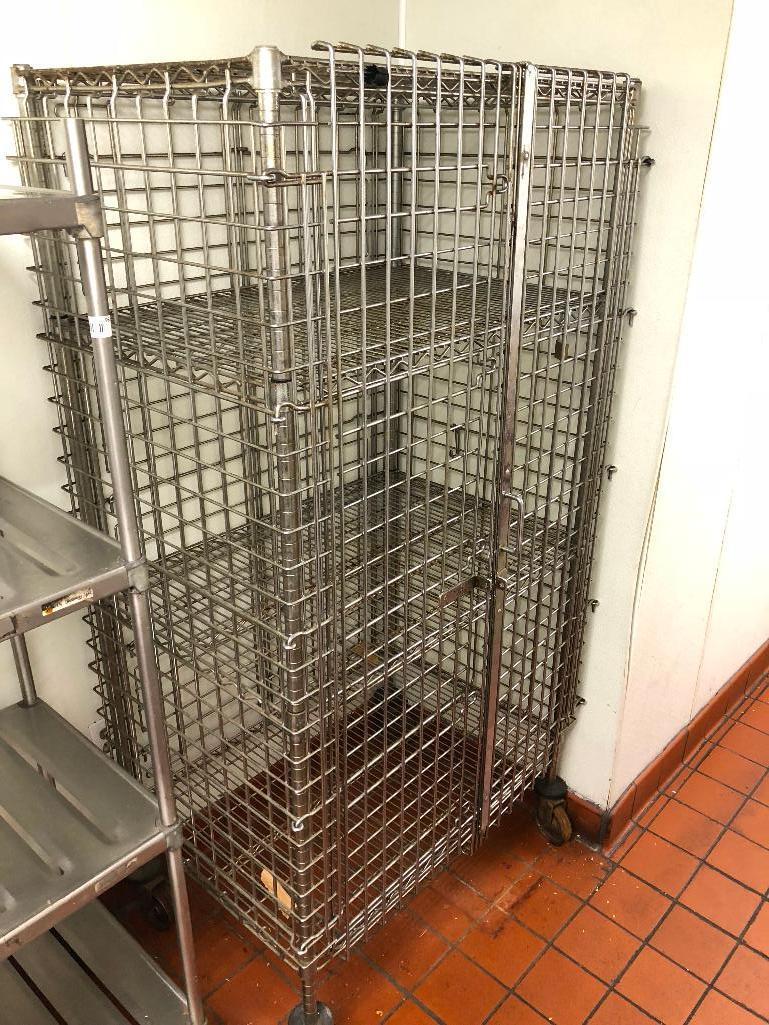 Wire Locking Liquor Cage on Caster 26"x38"x72"