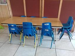 Lot of 14 (1) Children's Table 5.5' Wide x 1.5' Tall & (13) Chairs
