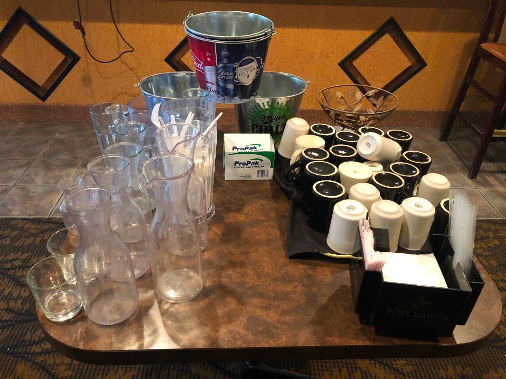 Misc. Carafes, Beer Buckets, Coffee Mugs, Napkin Holders, Fruit Bowl