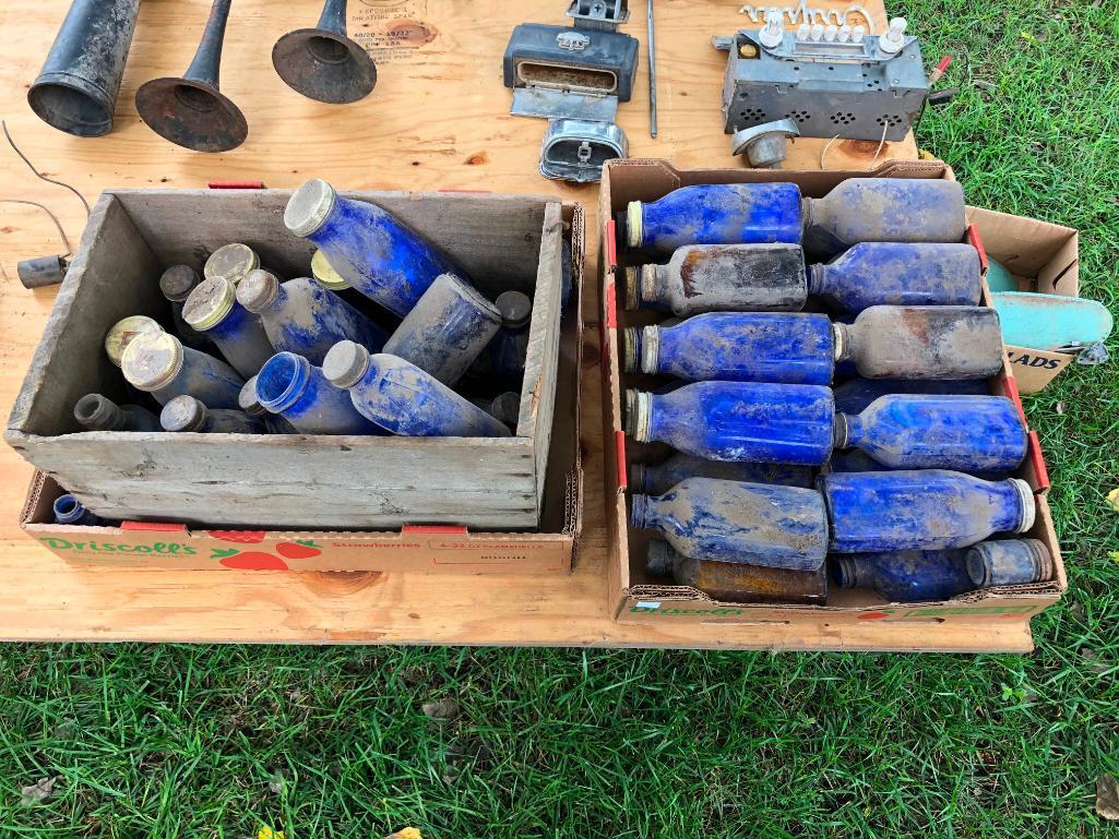 Lot of 2 Boxes of Cobalt Blue Bottles