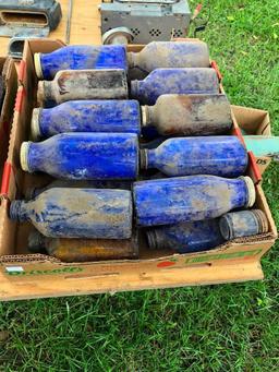 Lot of 2 Boxes of Cobalt Blue Bottles