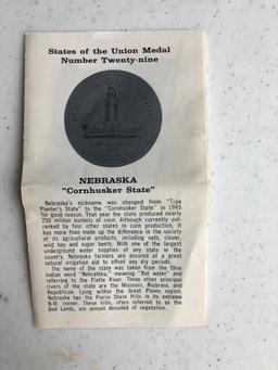 States of the Union No. 29 Nebraska Cornhusker State Medallion and Stand, 2 3/4 in