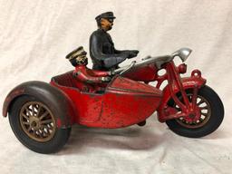 Hubley Cast Iron Motor with Side Car And Rider