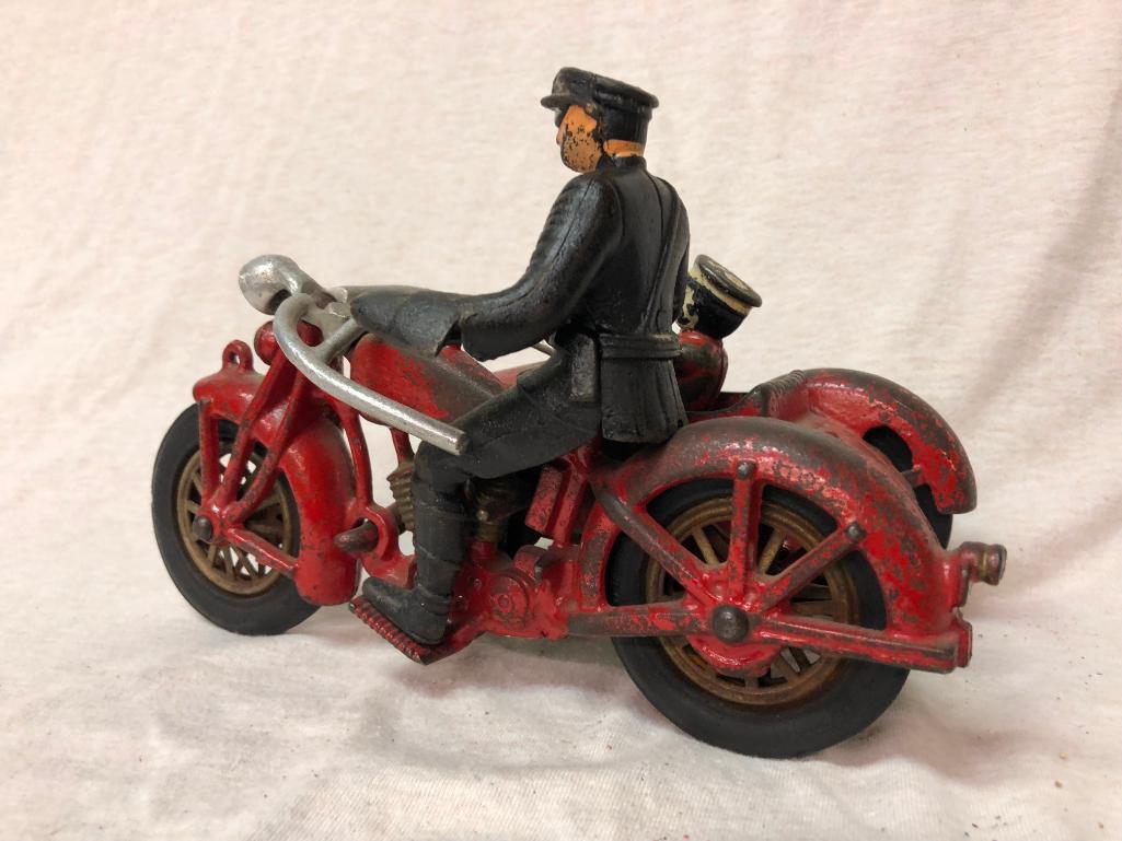 Hubley Cast Iron Motor with Side Car And Rider