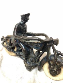 Hubley Champion Cast Iron Motorcycle with Rider