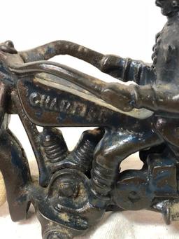 Hubley Champion Cast Iron Motorcycle with Rider